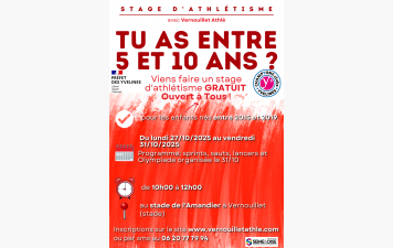 STAGE  GRATUIT POUR LES ENFANTS DE 6 à 10 ans du lundi 27/10/2025 au vendredi 31/10/2025 de 10h00 à 12h00