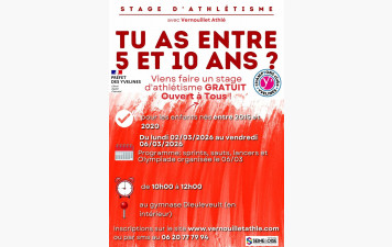 STAGE  GRATUIT POUR LES ENFANTS DE 5 à 10 ans du lundi 02/03/2026 au vendredi au 06/03/2026 de 10h00 à 12h00