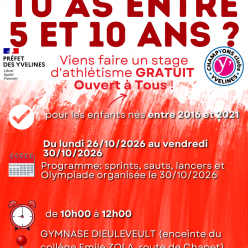 Stage GRATUIT ouvert à tous les enfants de 5 à 10 ans  licenciés ou non au club du 26/10/2026 au 30/10/2026